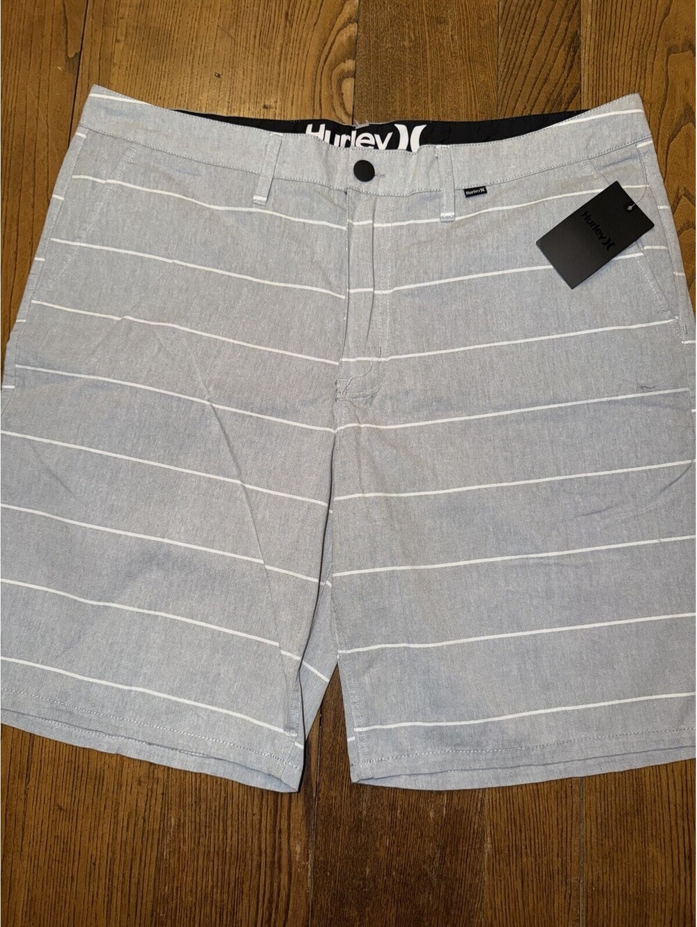 HURLEY Mens 36 Gray White Striped Skate Casual Shorts New